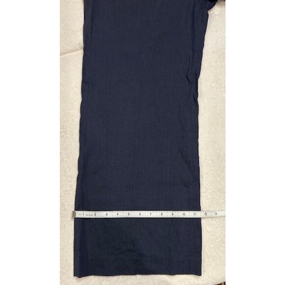 THEORY Navy Blue Wideleg Flare Linen Viscose Blend Cropped Pants Women's Size 6 - Picture 8 of 15